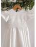 Ivory Satin Lace Chic Flower Girl Dress Baptism Dress